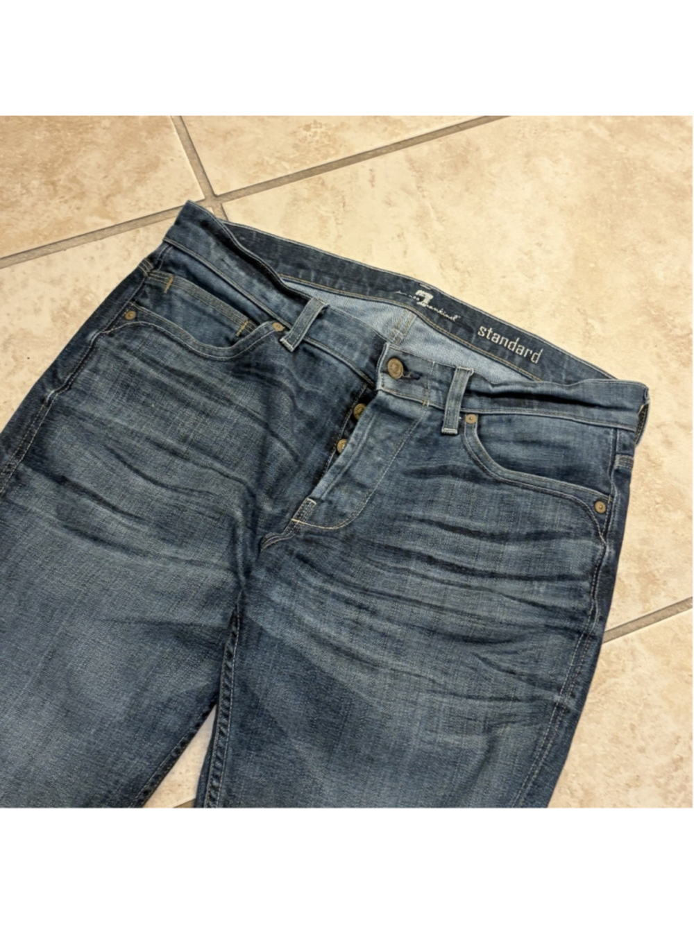 7 For All ManKind Straight Fit Men's Jeans Blue size 32x30 - Picture 2 of 6